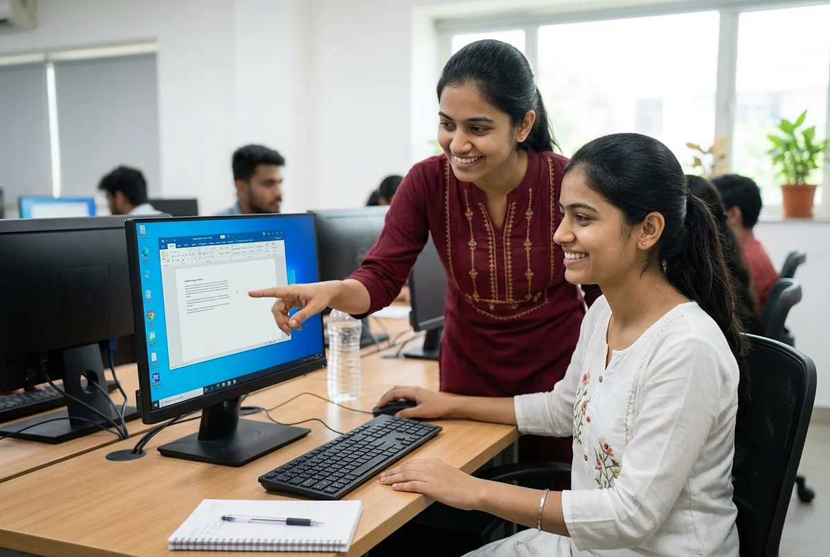 Student learning MS-CIT at GNT Computer Institute, Kurla