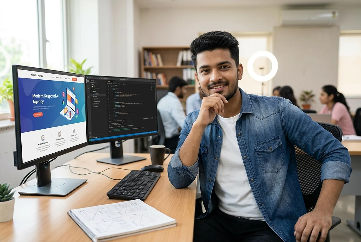 Student learning Web Designing at GNT Computer Institute, Kurla